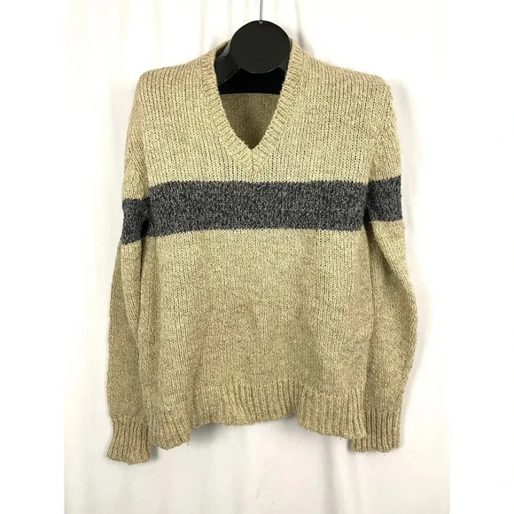 VTG Oak Tree Acrylic Chunky 90s Sweater Men's LARGE Retro Casual V-Neck - Picture 1 of 11